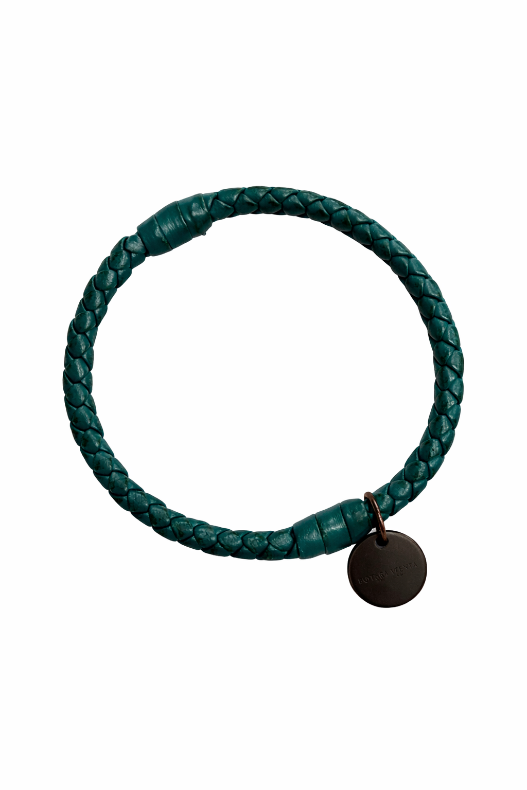 BOTTEGA VENETA BLUE INTRECCIATO LEATHER BANGLE BRACELET