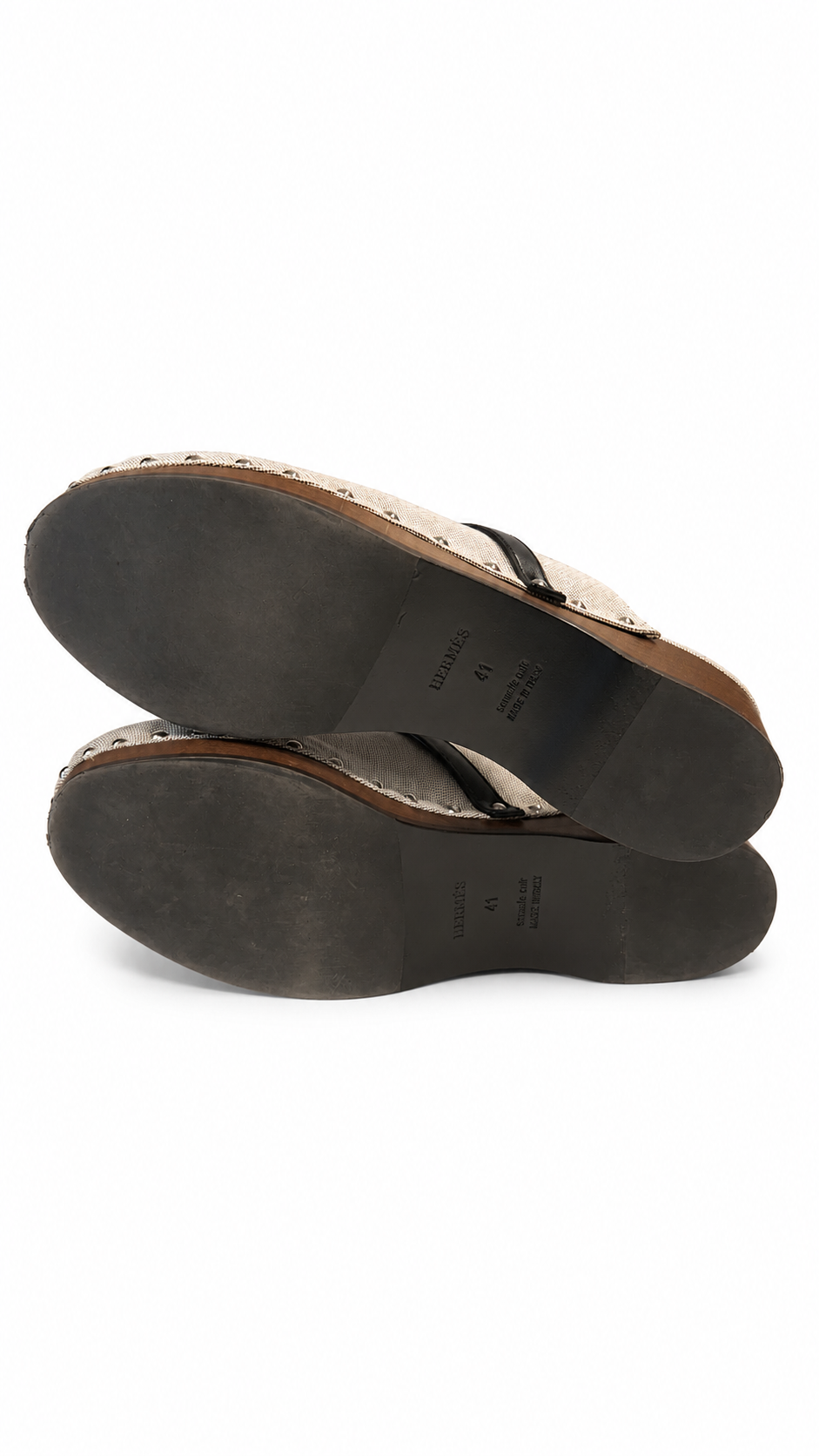 HERMES CARLOTTA CANVAS MULES - SIZE 41
