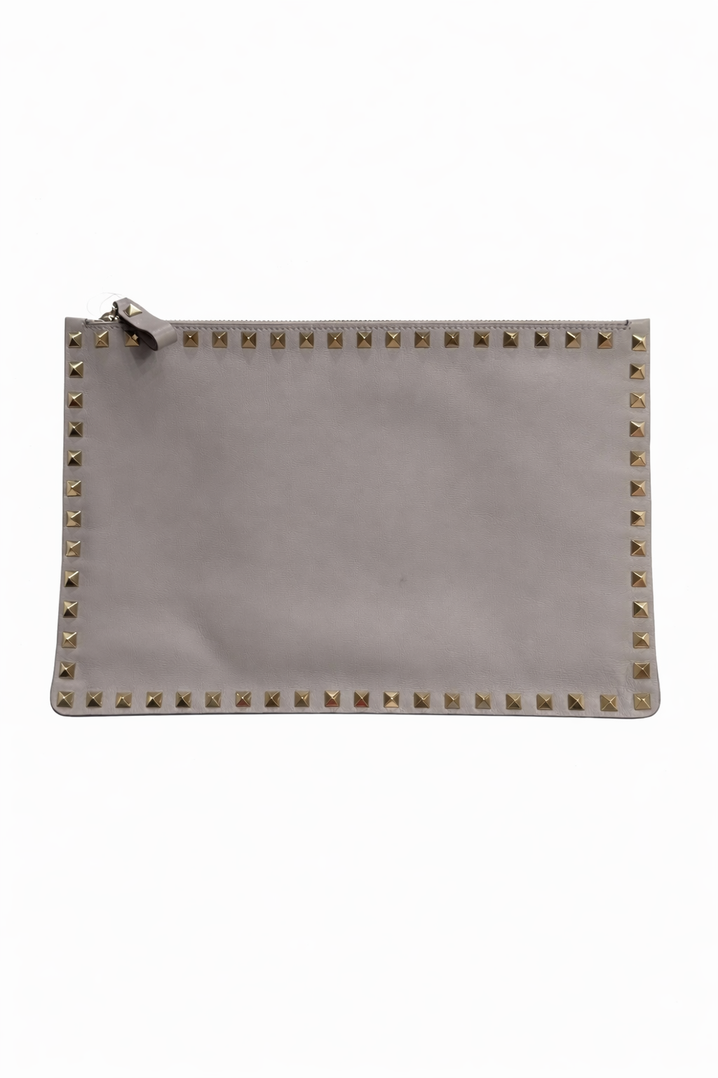 Valentino Grey Smooth Leather Rockstud Clutch