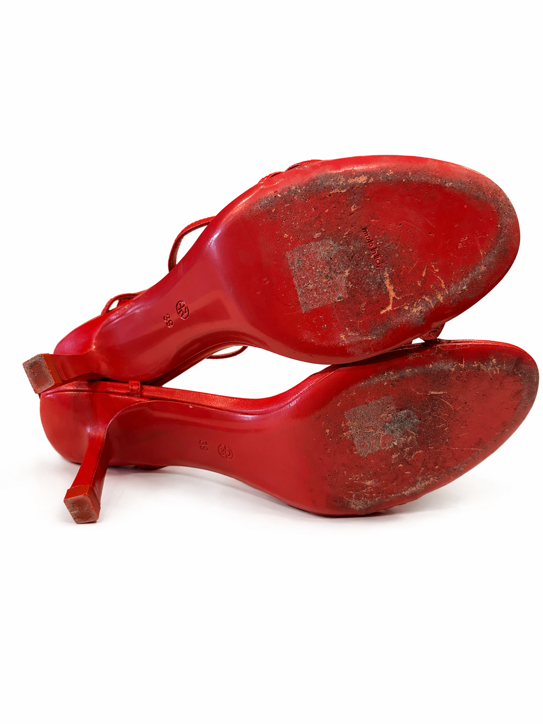 THE ROW RED LEATHER SANDALS