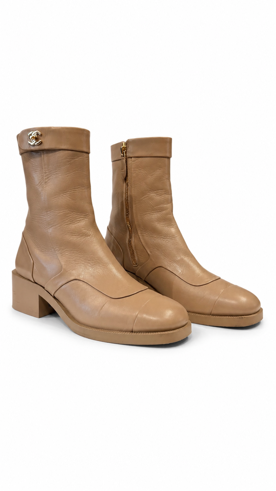 CHANEL 2022 INTERLOCKING CC LOGO BOOTS 39.5