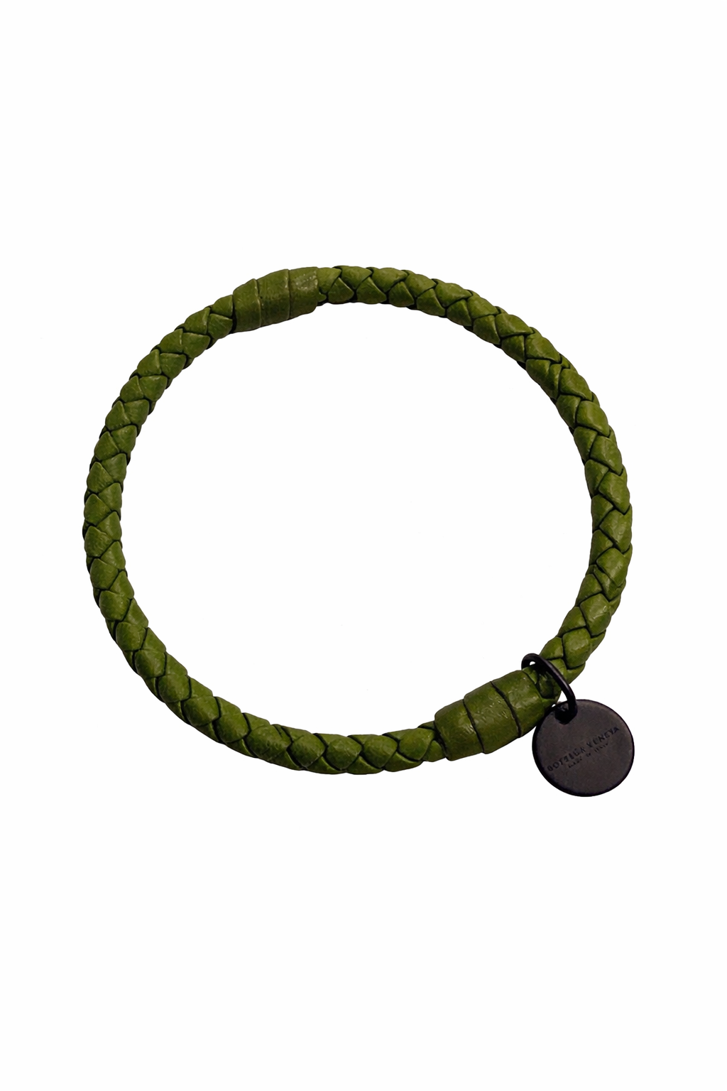 BOTTEGA VENETA GREEN INTRECCIATO LEATHER BANGLE BRACELET