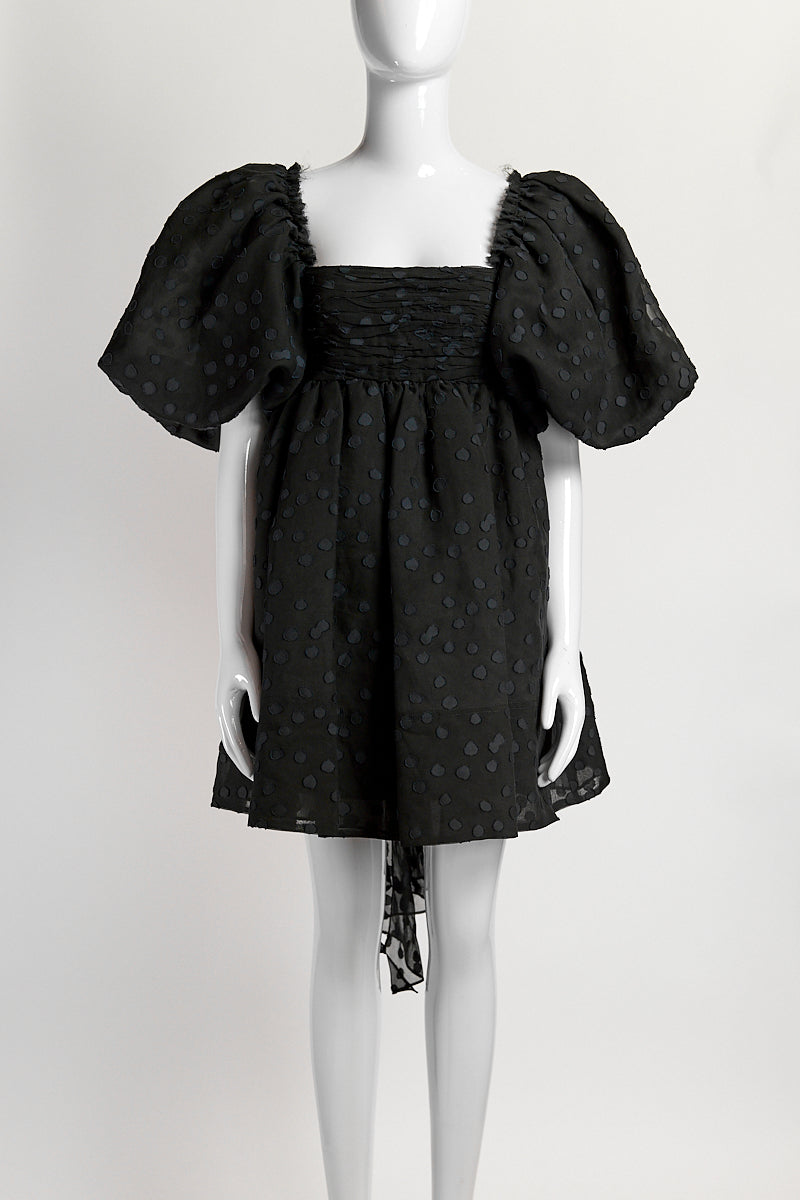 Aje Black Polk Dot Mini Dress with Puffy Sleeve 6 1132Consignment Aje Black Polk Dot Mini Dress with Puffy Sleeve 6 1132Consignment
