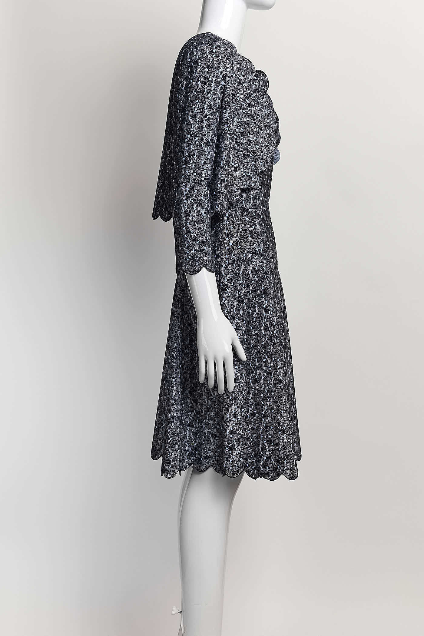 Alaia Blue Patterned Dress with Matching Crop Cardigan S