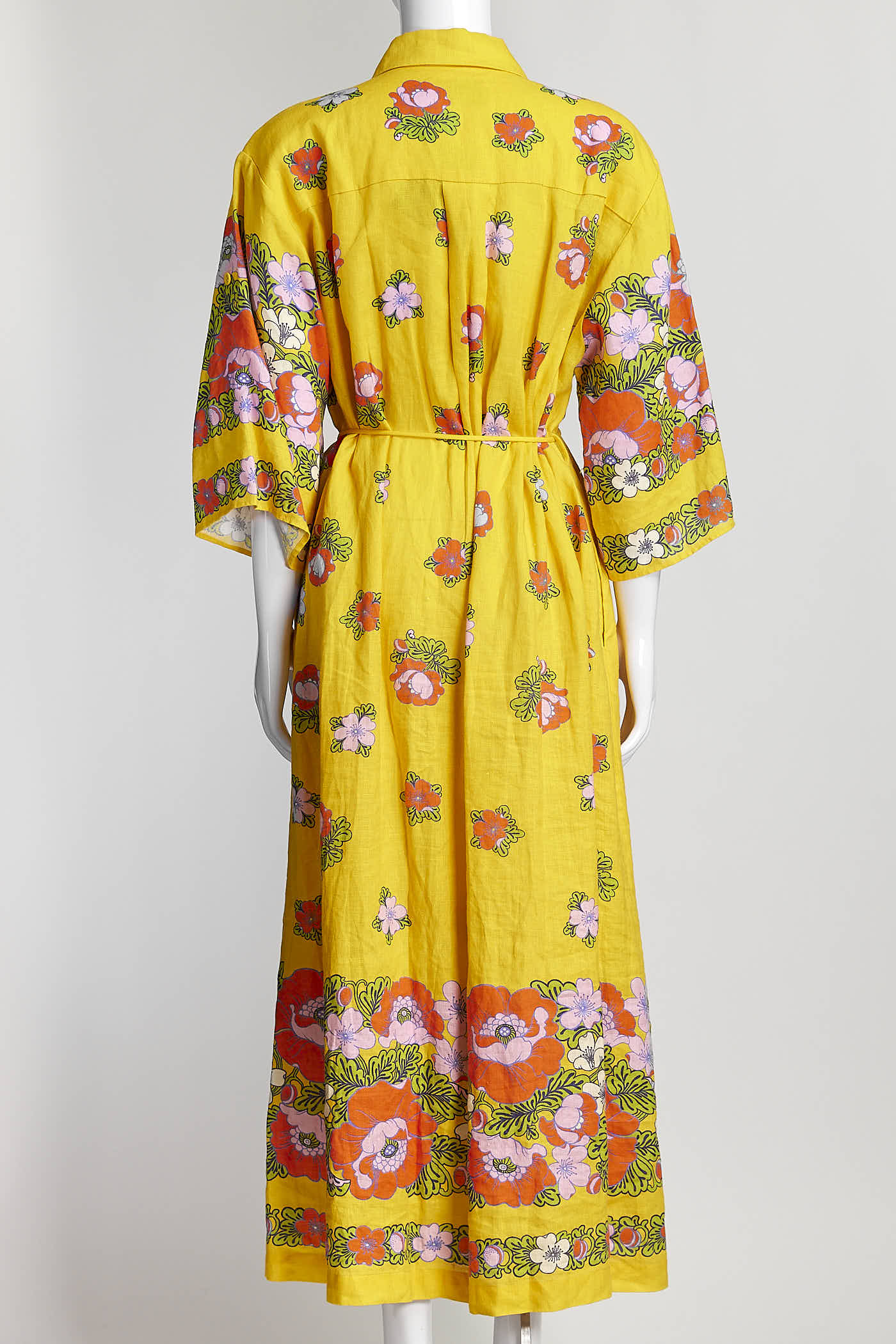 Alémais Belted Floral Linen Shirt Dress 10