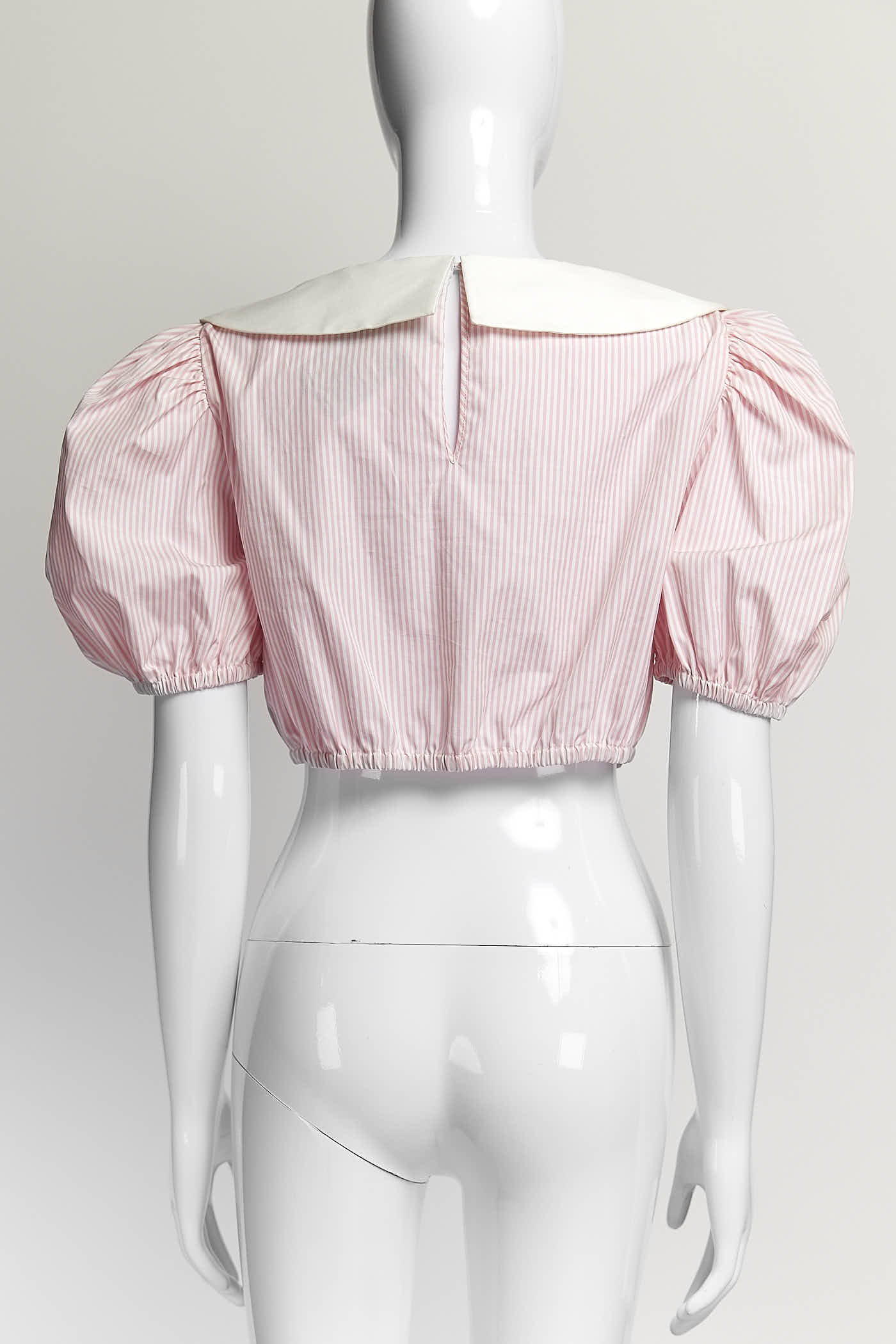 Alessandra Rich Pink Striped Poplin Cropped Top 40