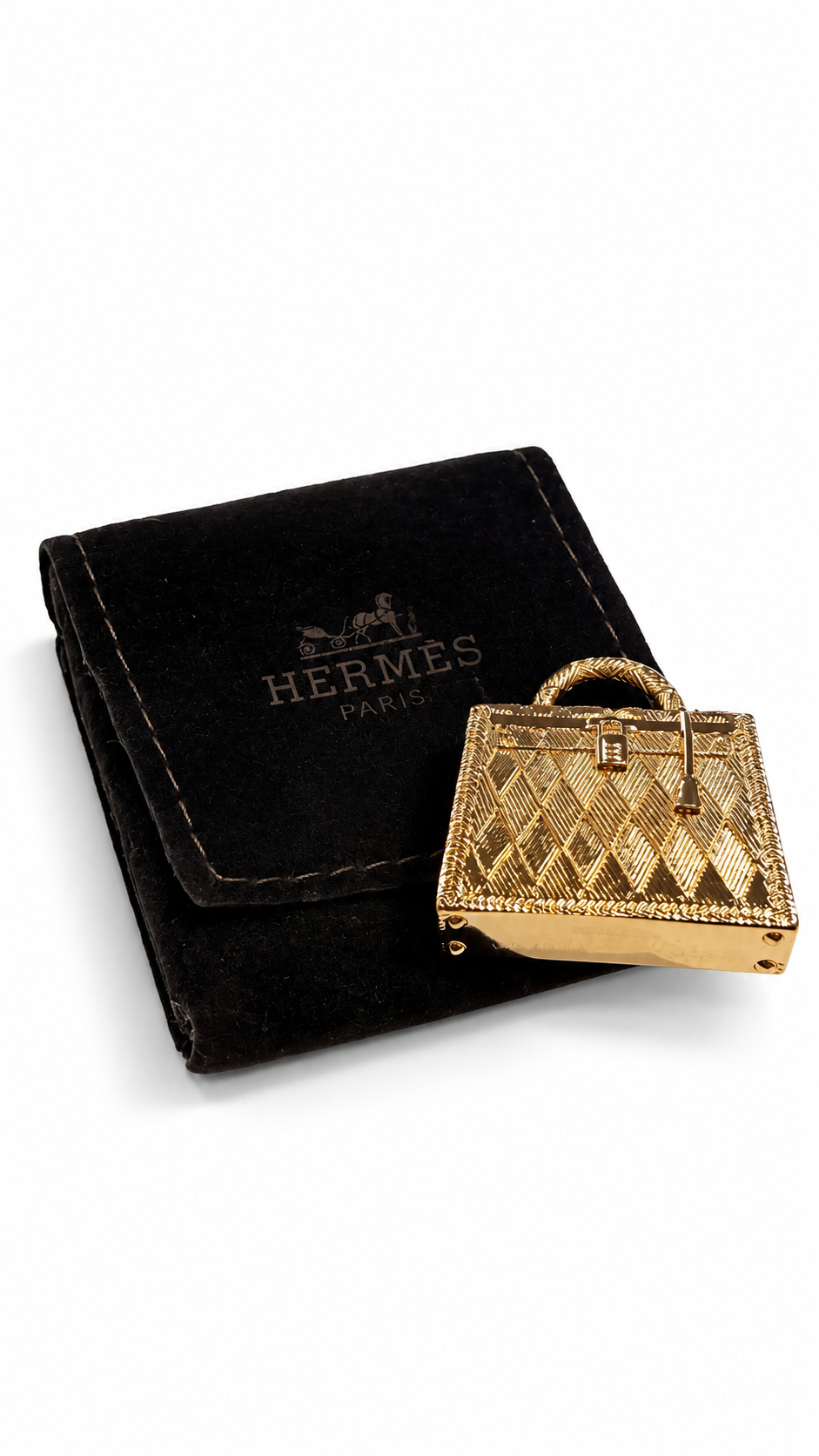 Hermès Curiosite Kelly Bag Pendant Top Charm Gold Plated