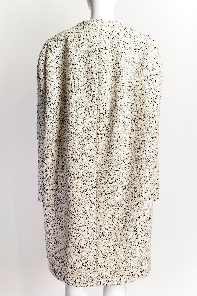 BALENCIAGA WHITE/BLACK TWEED COAT IT44