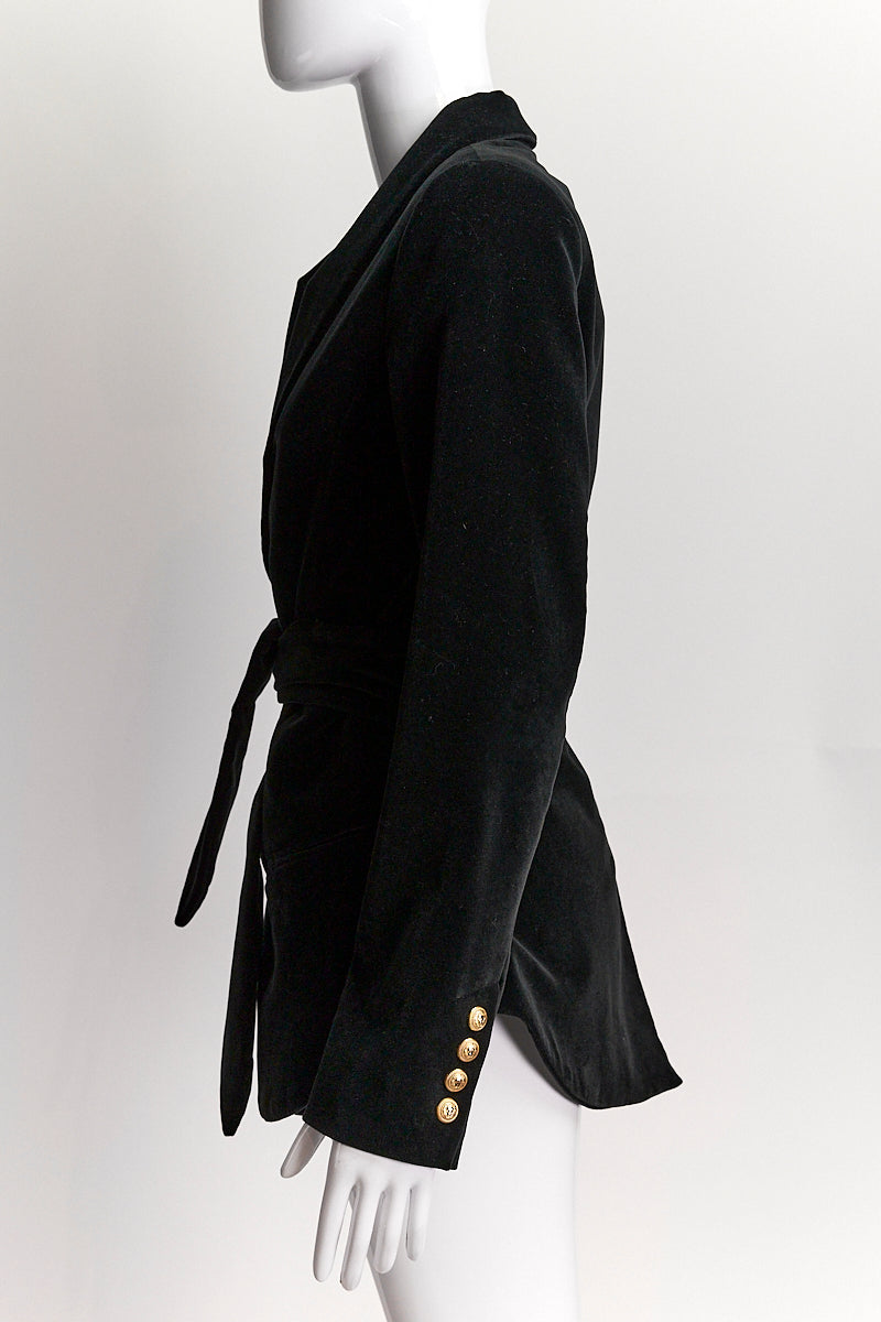 Balmain Paris Black Velvet Blazer IT 38