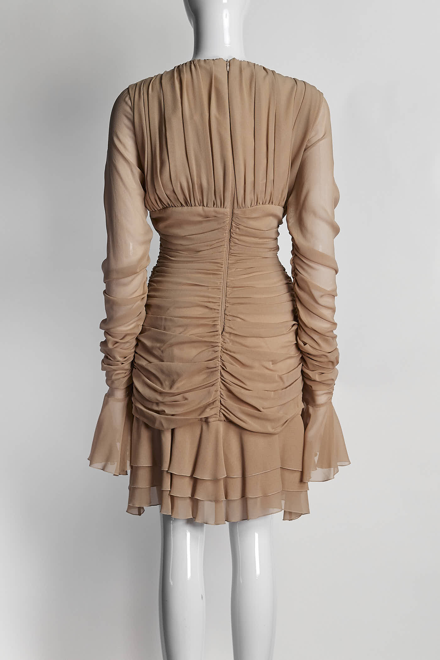 Blumarine Camel Ruched mini Dress 44