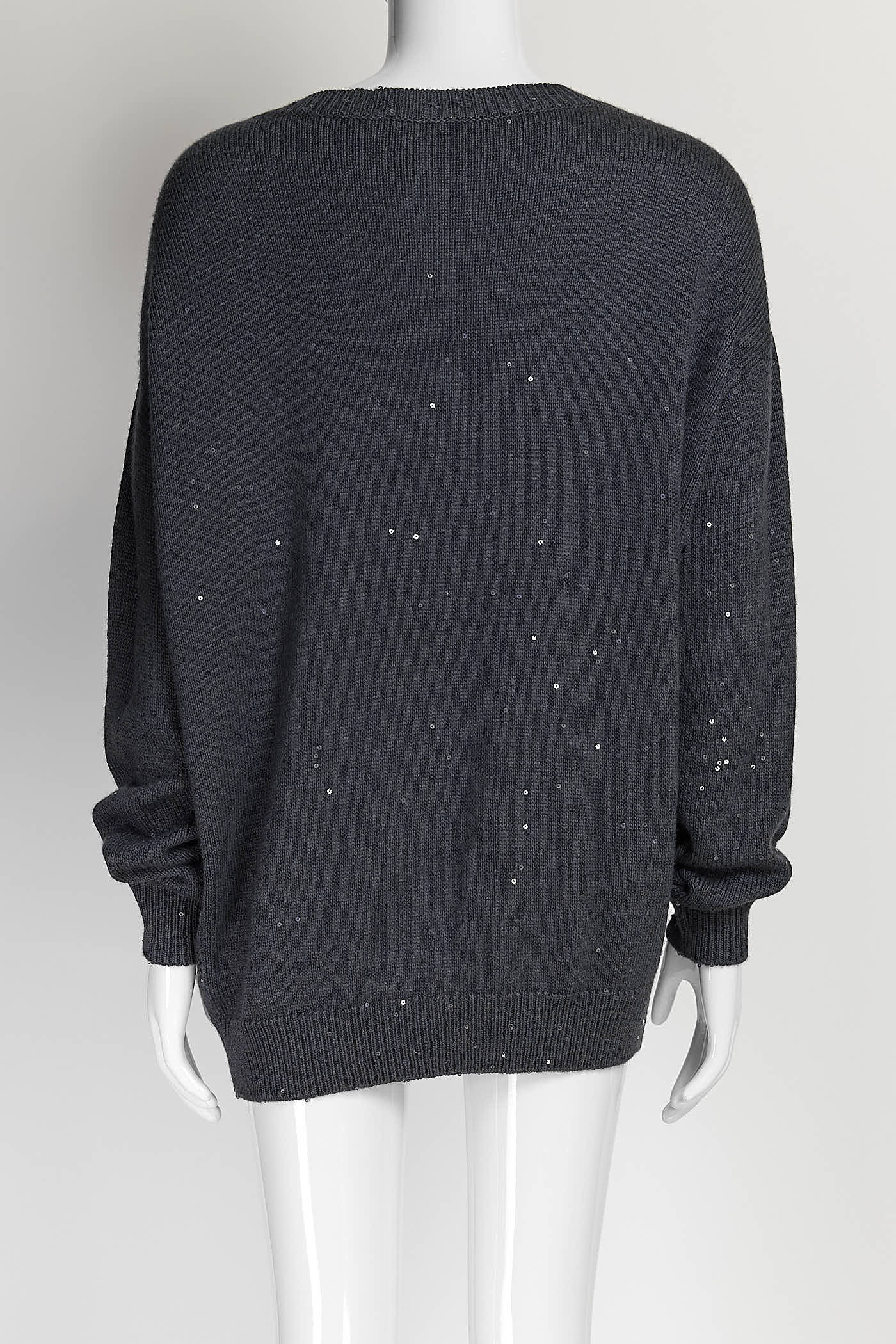 Brunello Cucinelli Blue Sequin Casmere Sweater M