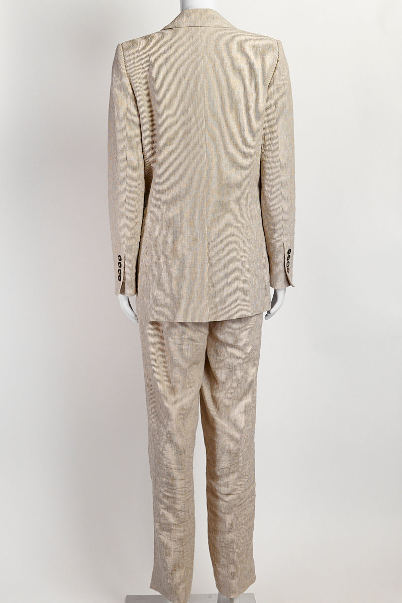 Brunello Cucinelli Linen Striped Blazer/Pant Set 38