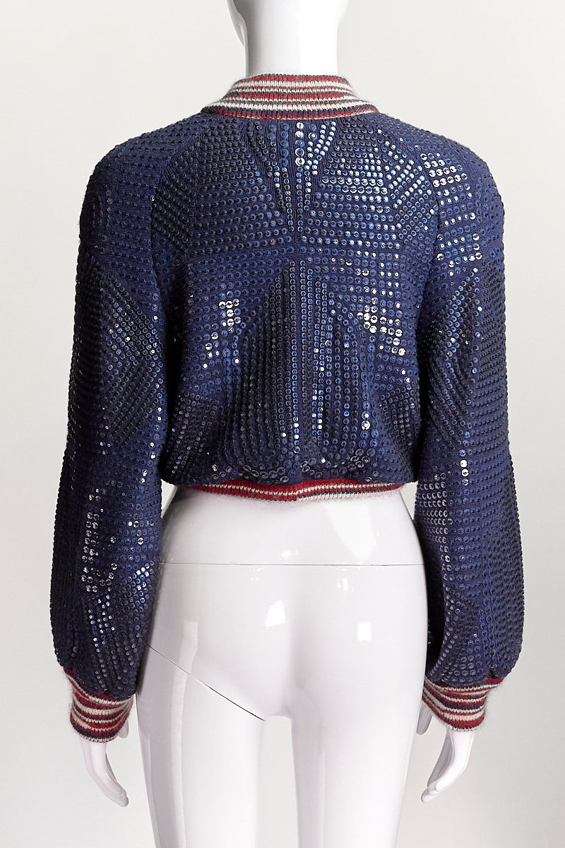 CHANEL 2014 PARIS/DALLAS SEQUIN CROPPED CARDIGAN FR38