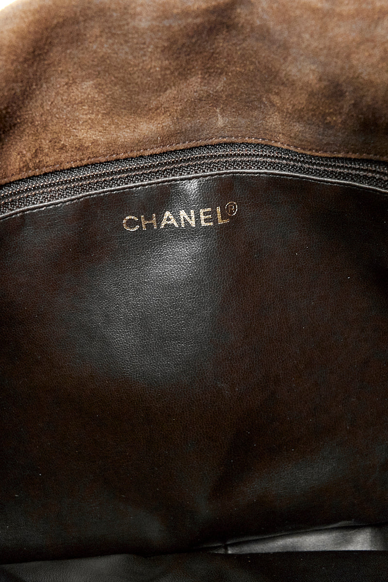 CHANEL BROWN SUEDE CC FRINGE MESSENGER FLAP BAG