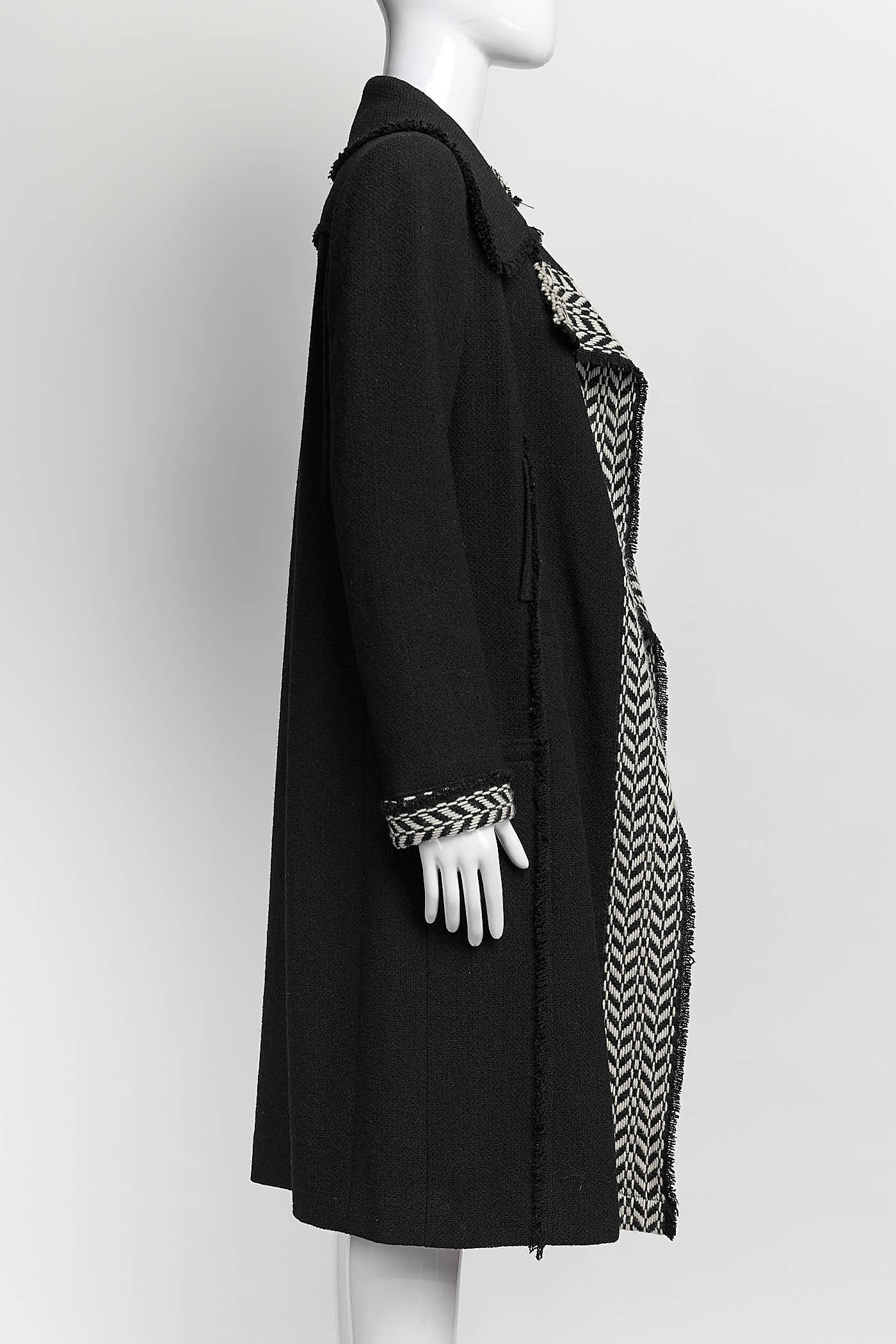 Chanel 2004 Chevron Trim Coat 36