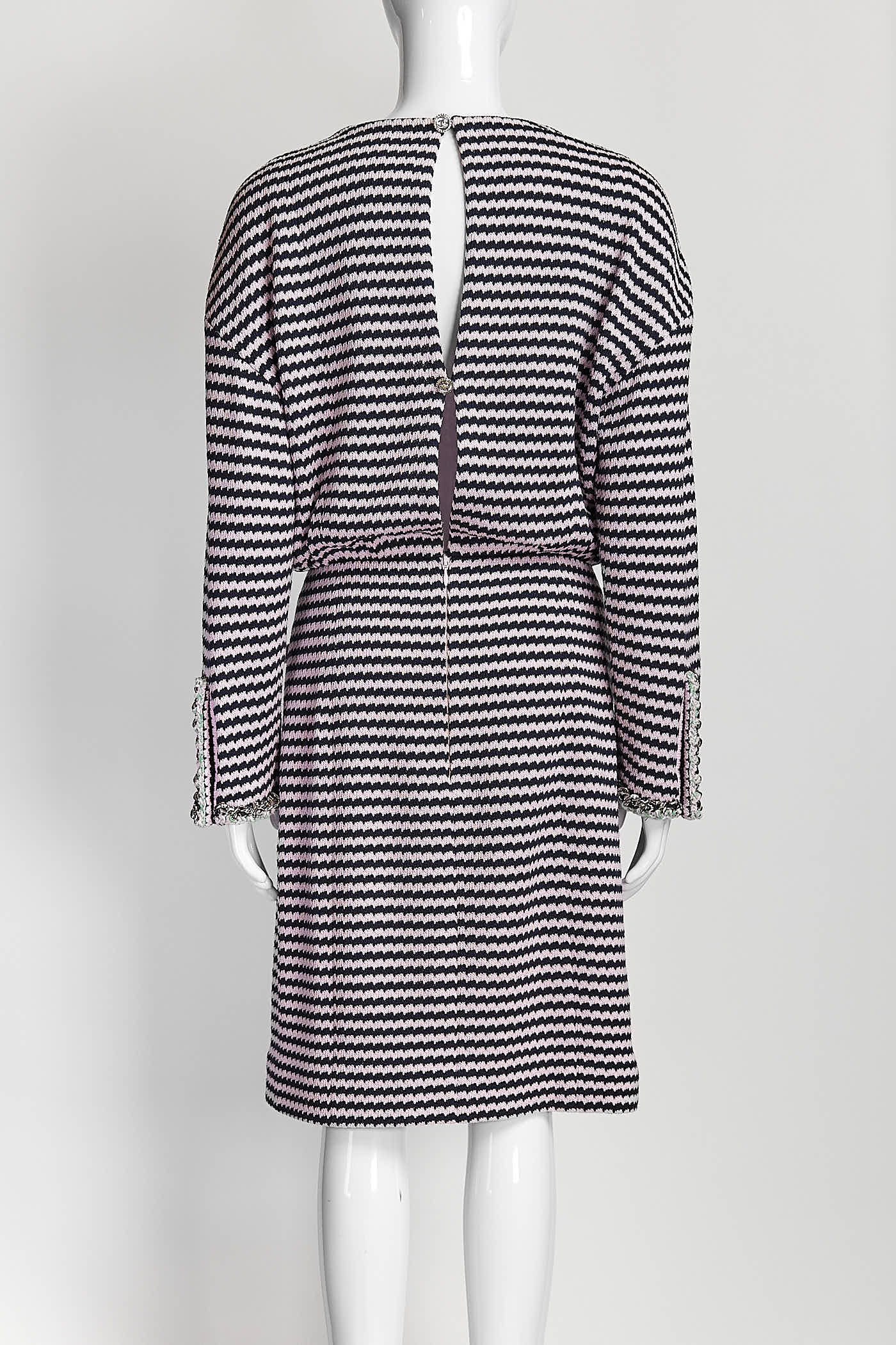 Chanel 2021 Knee-Length Pink/Black Kint Dress 38