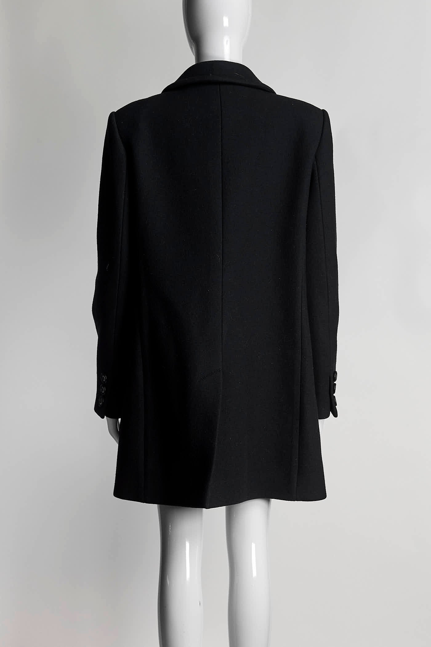 Chanel Black Wool Double-Breasted Coat 38