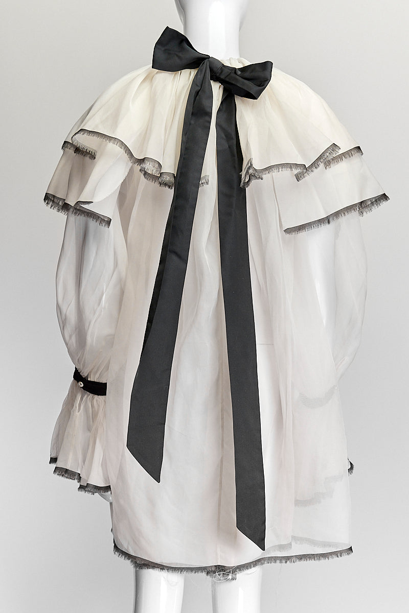 Chanel Ivory Blouse with Tie FR38