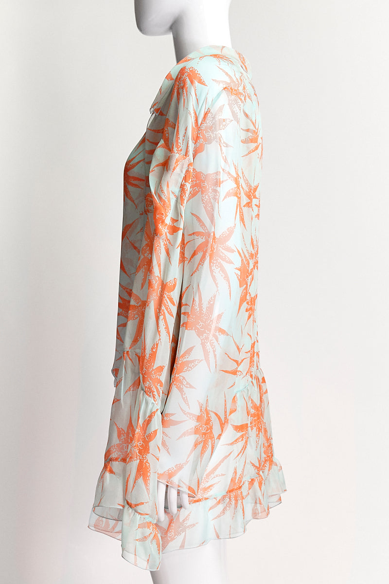 Chanel Logo Orange Pattern Silk Set FR46