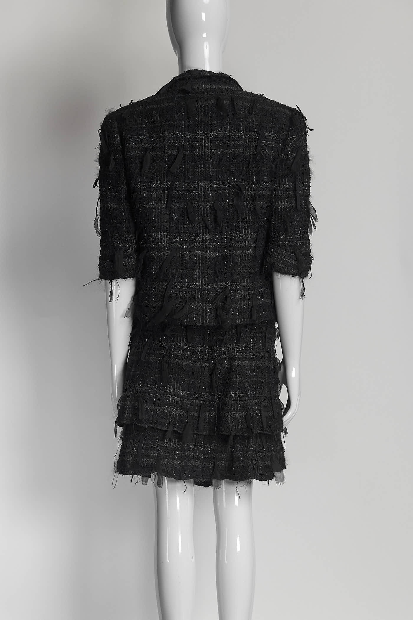 Chanel Vintage 05A Black Lesage Tweed Lace Metallic CC button 40