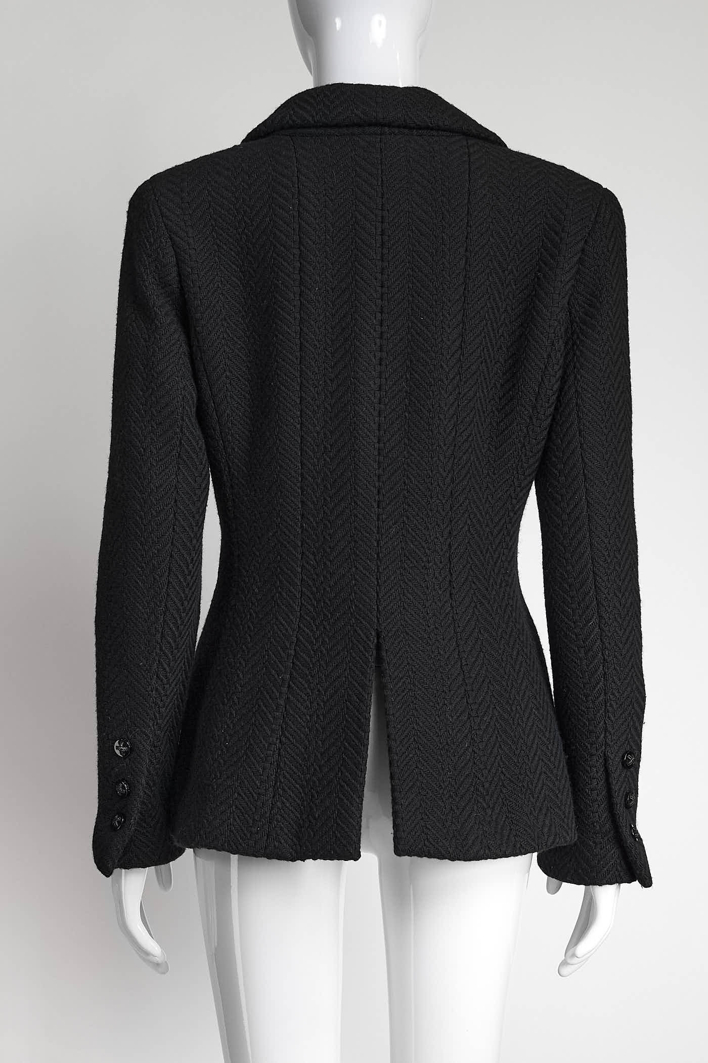 Chanel Vintage Black Wool Blazer 40