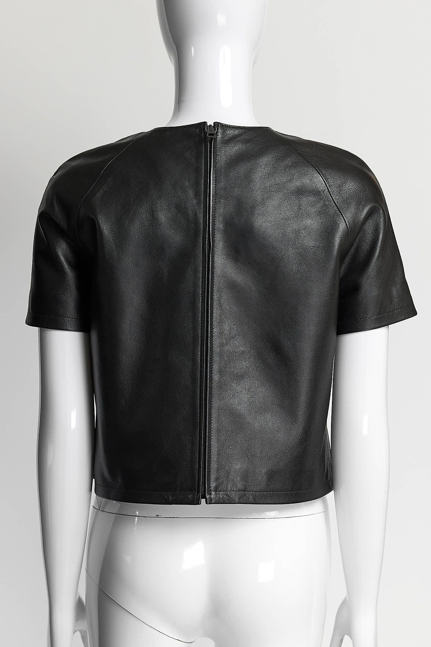 Christian Dior Black Leather Short-sleeved Top F34 US2