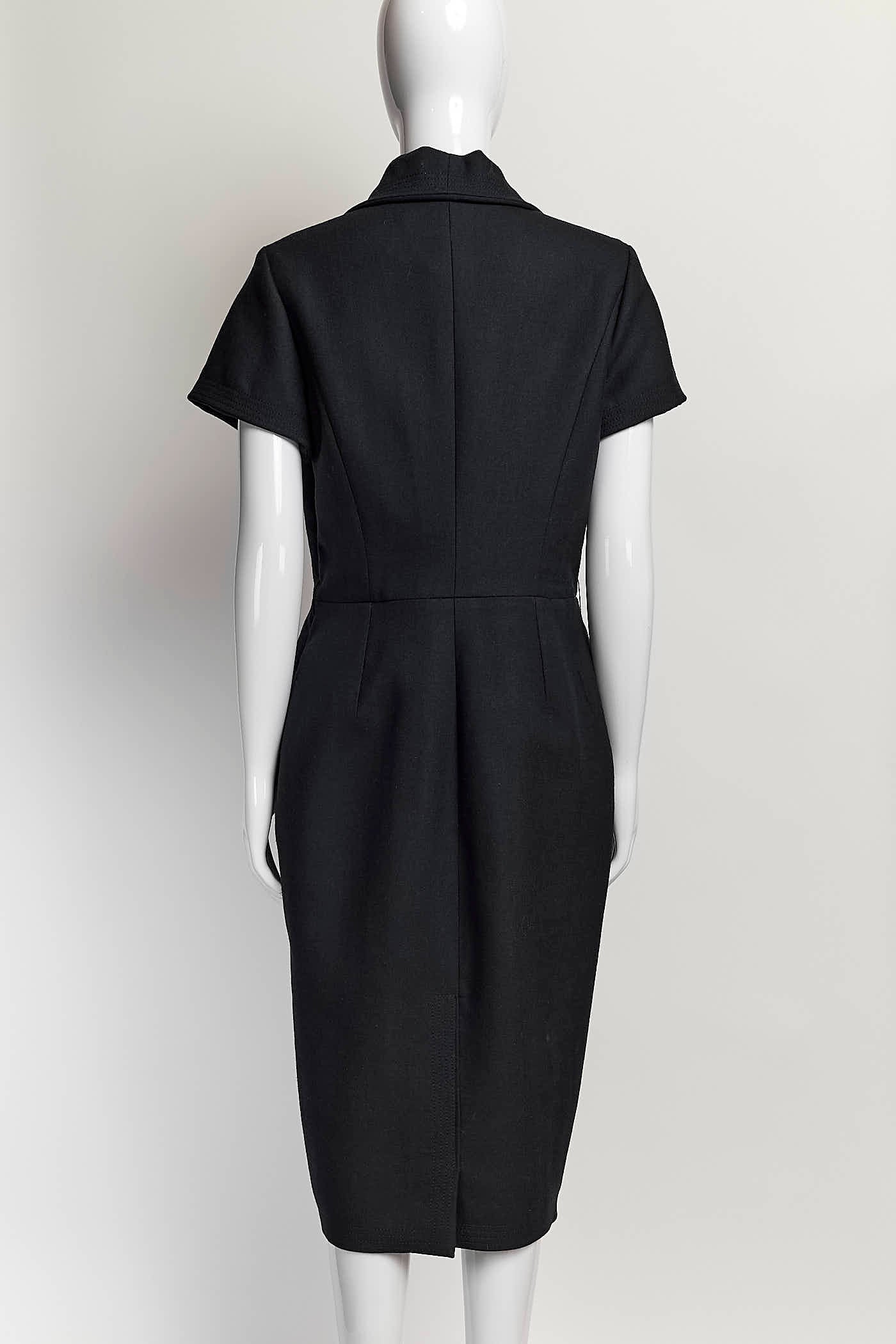 Christian Dior Navy Wool ShortSleeve Dress FR42