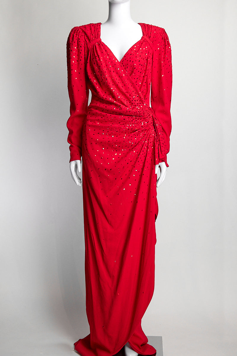 michael kors sequin dress long sleeve Michael Kors Collection Sequin Detailed Long Sleeve Gown US2 –  1132Consignment