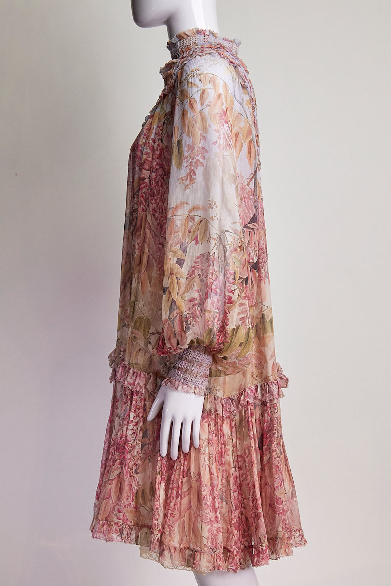 Zimmermann Botanica Smocked Yoke Mini Dress US10