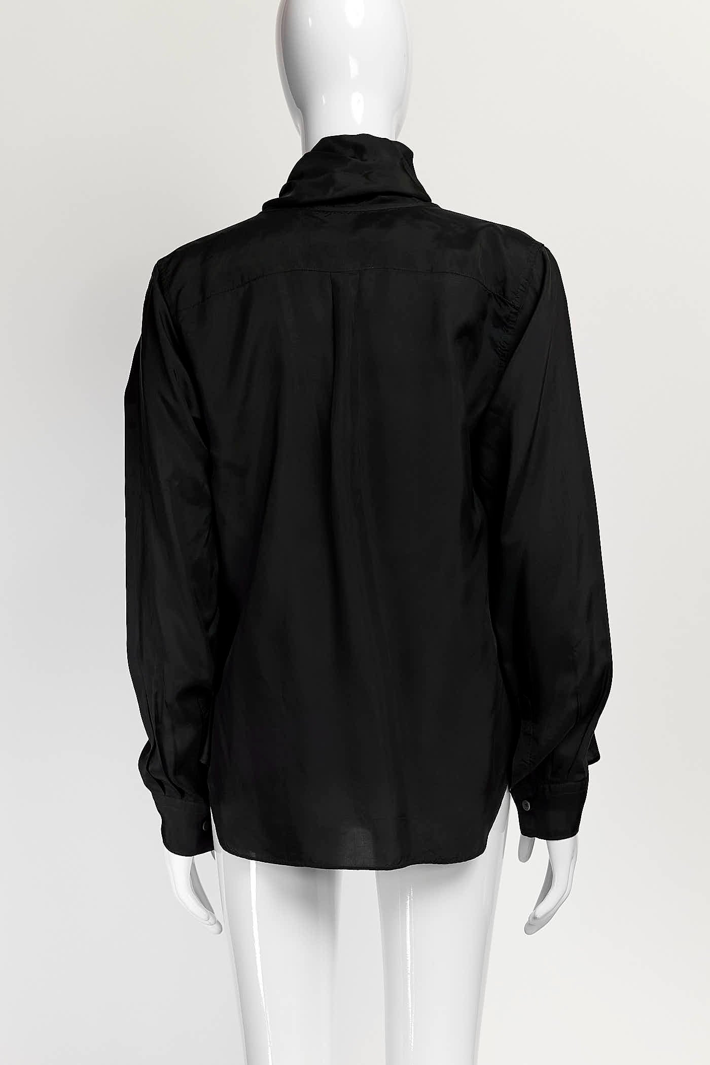 Comme Des Garcons Black Blouse with Tie S