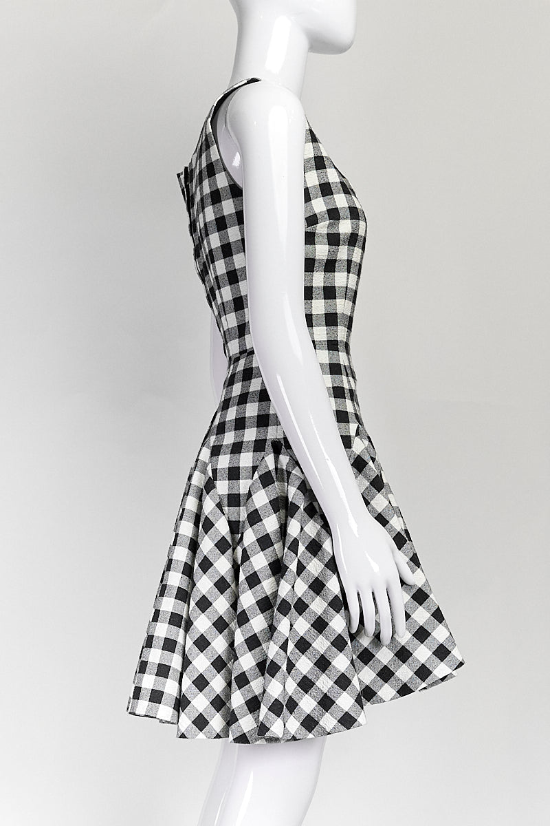 DOLCE AND GABBANA BLACK AND WHITE GINGHAM DRESS IT40