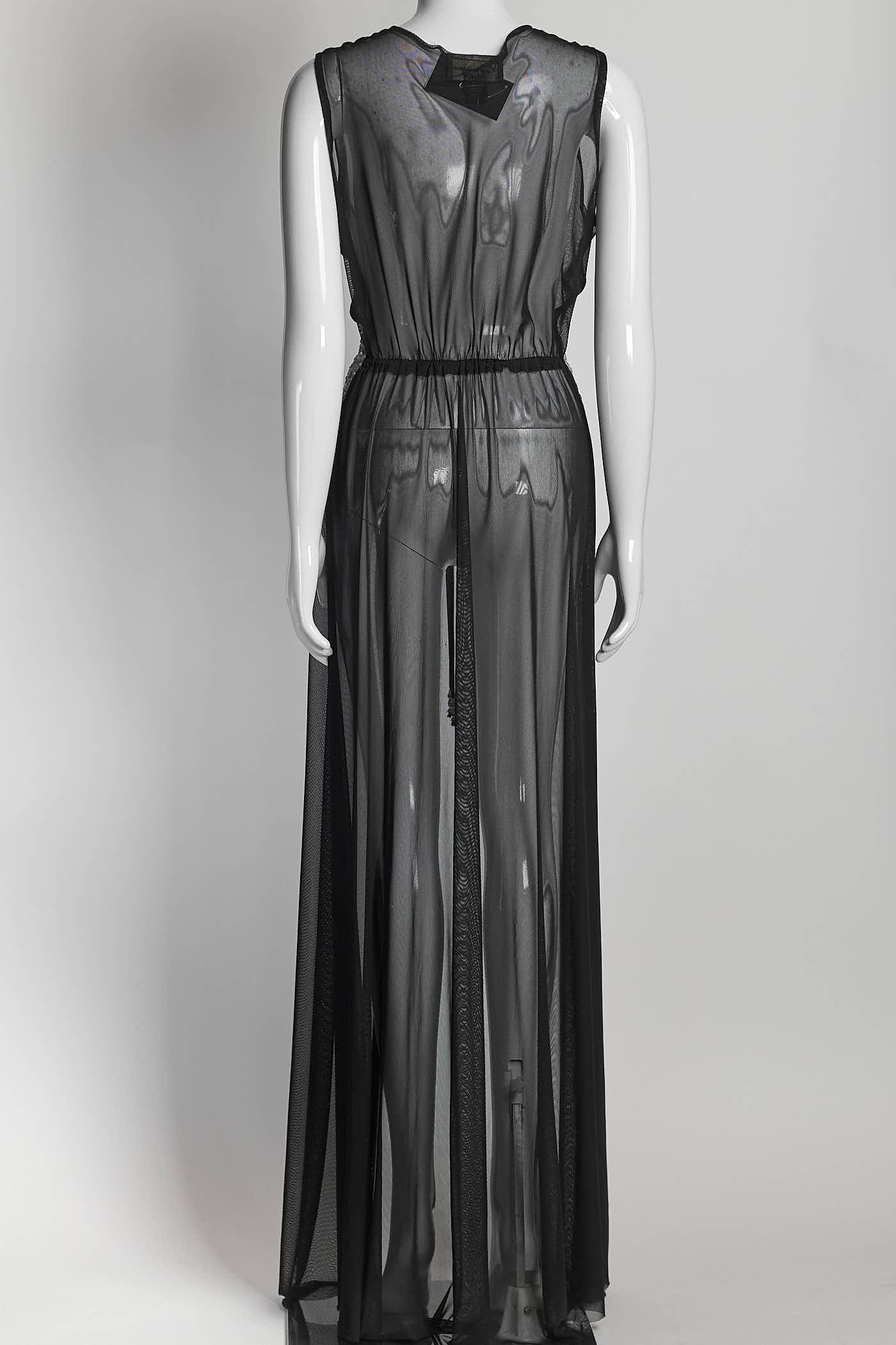 Daccio Couture Black meah Wrap Dress with Gold Embroidered M
