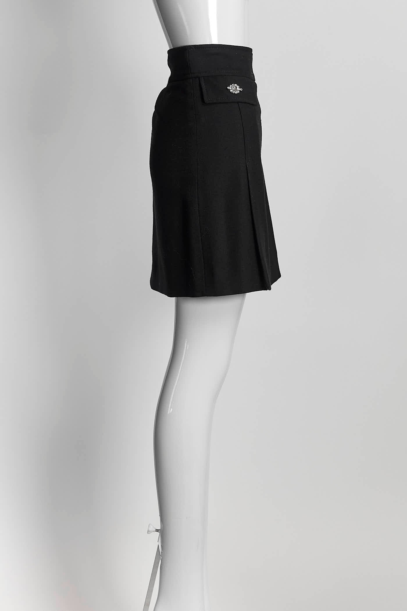 Dolce & Gabbana Black Mini Skirt with Crystal Buttons 40