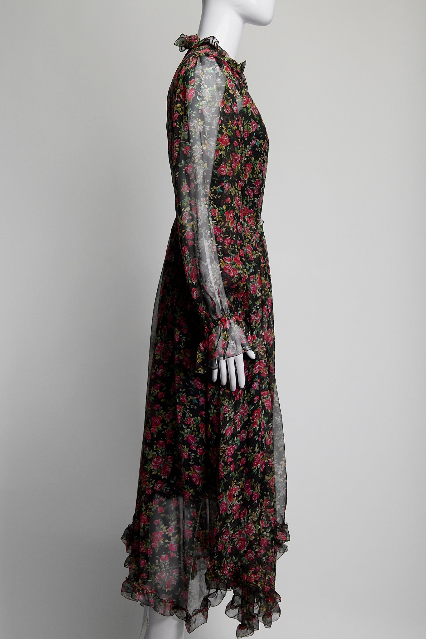 Dolce & Gabbana Black Silk Floral Dress 40
