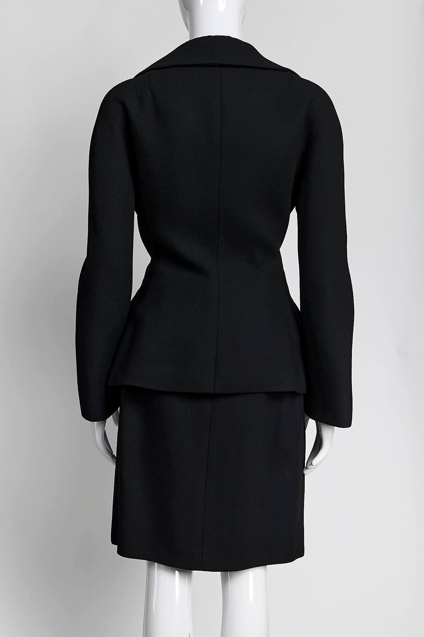 Dolce & Gabbana Black Skirt Suit with Silver Buttons 44