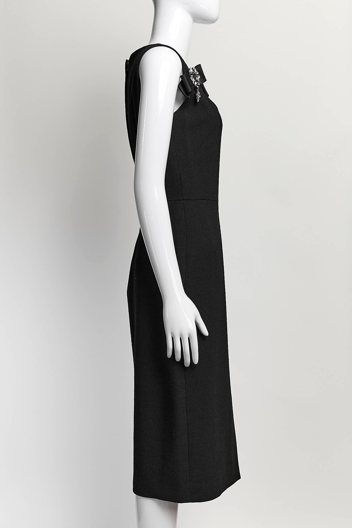 Dolce & Gabbana Black Wool with Bow Detail Dress IT 40