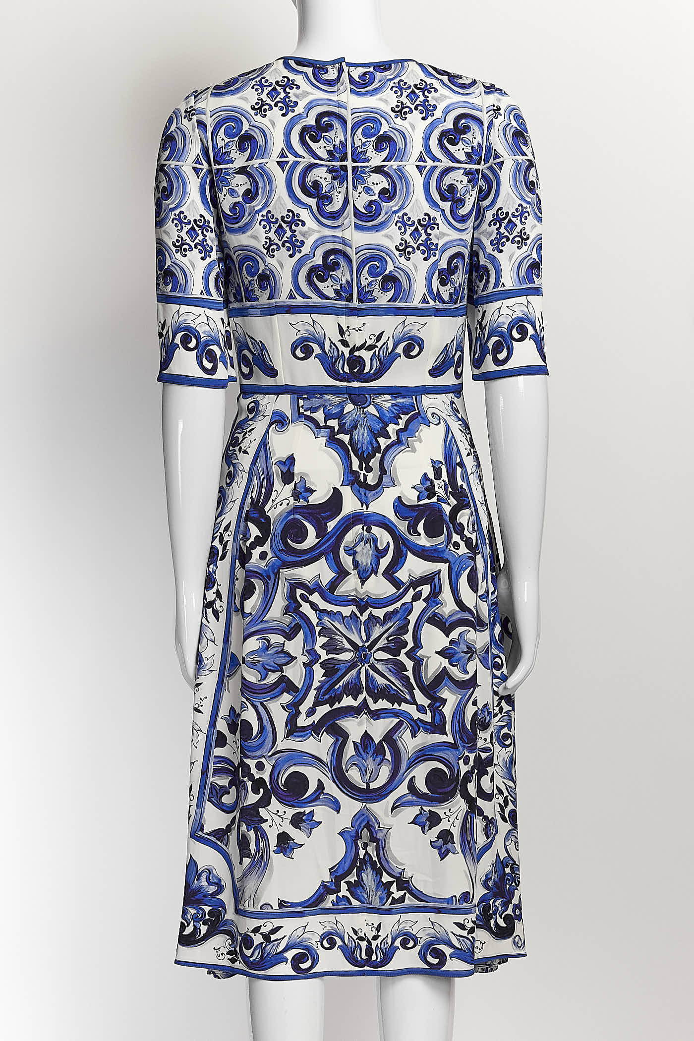 Dolce & Gabbana Charmeuse Midi Dress In Majolica Print 40