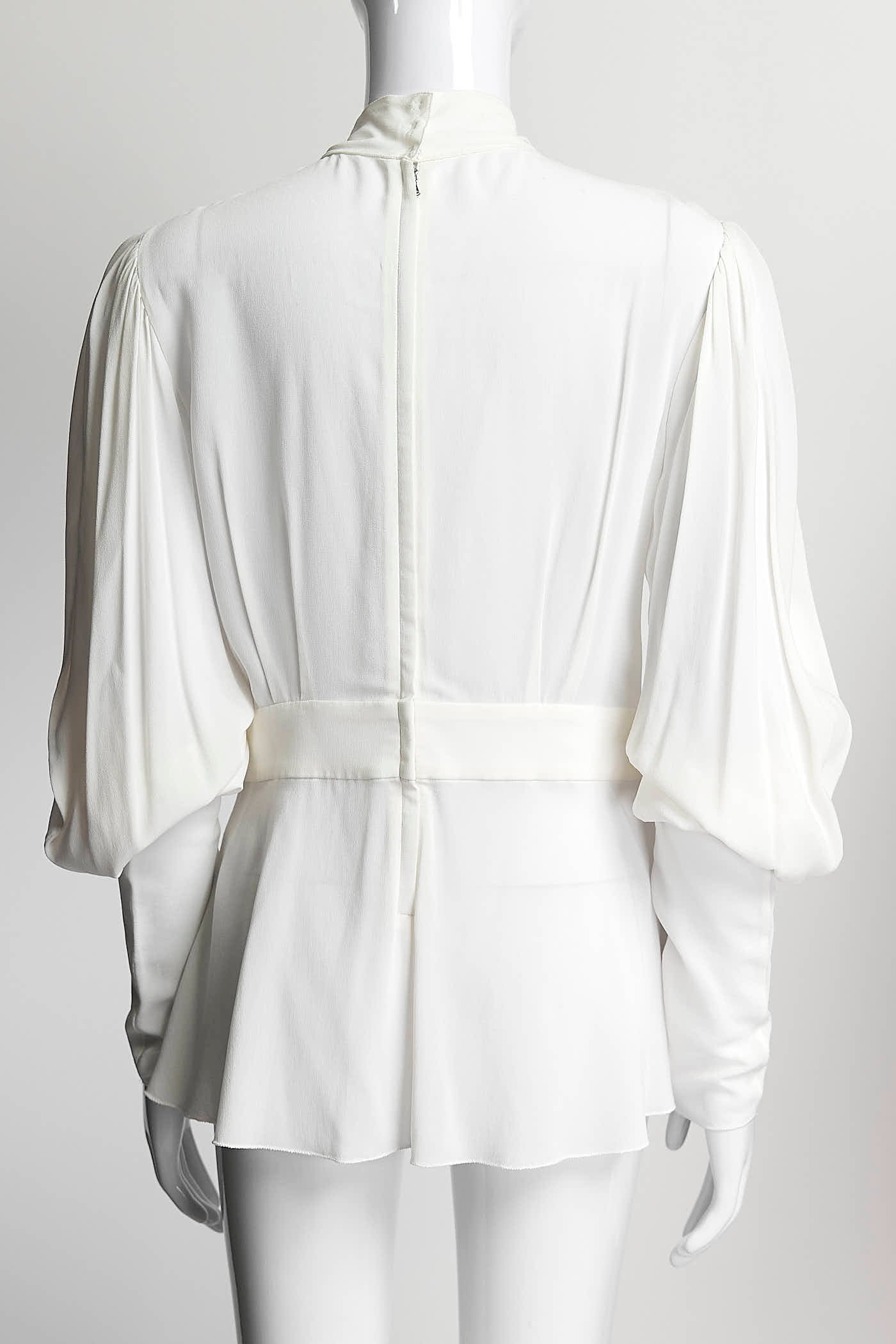 Dolce & Gabbana Cream Blouse with Tie 42