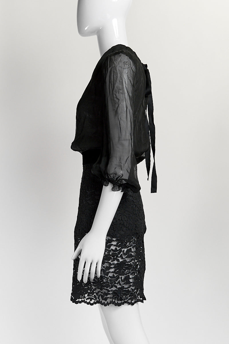 Dolce &Gabbana D&G Black Silk Lace Dress 38