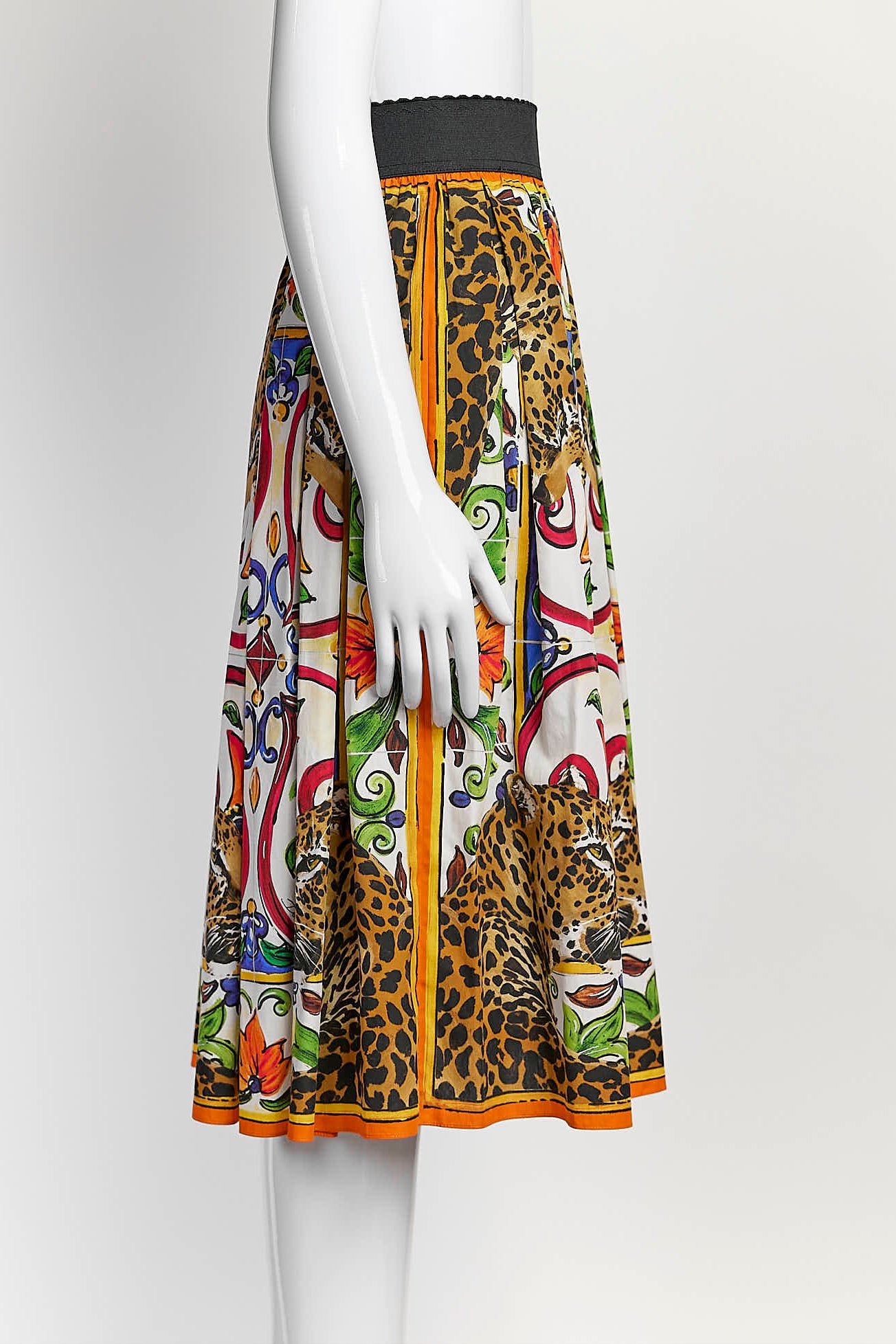 Dolce & Gabbana Floral Leopard Printed Skirt 42