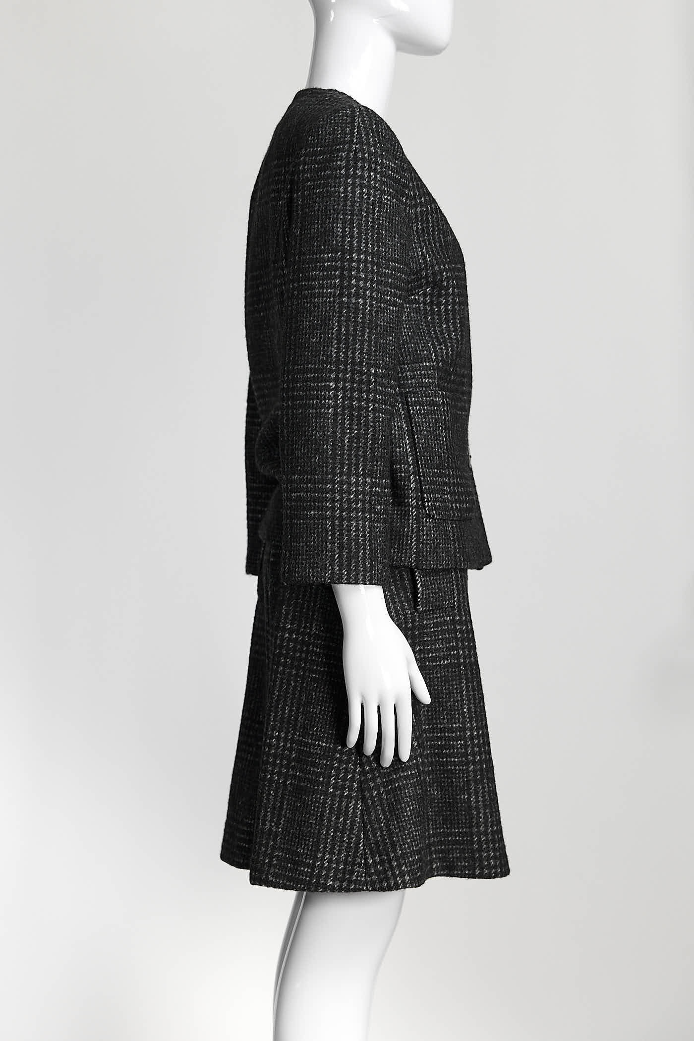 Dolce & Gabbana Grey Alpaca/Wool Jacket Skirt Set 42