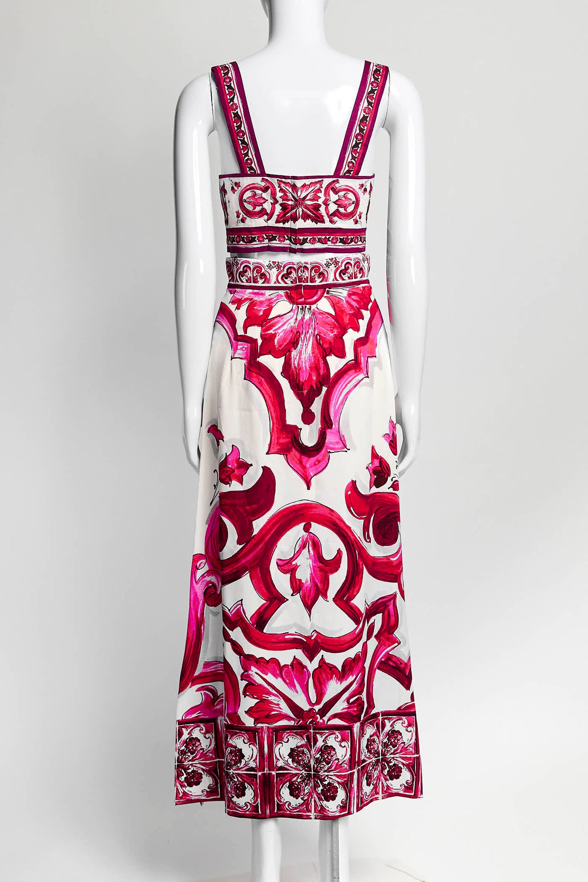 Dolce & Gabbana Pink Silk Printed Skirt Set 42