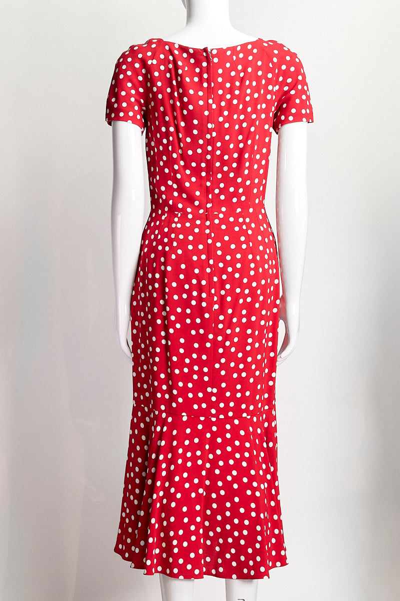 Dolce & Gabbana Red Polka Dot Print Midi Length Dress IT42