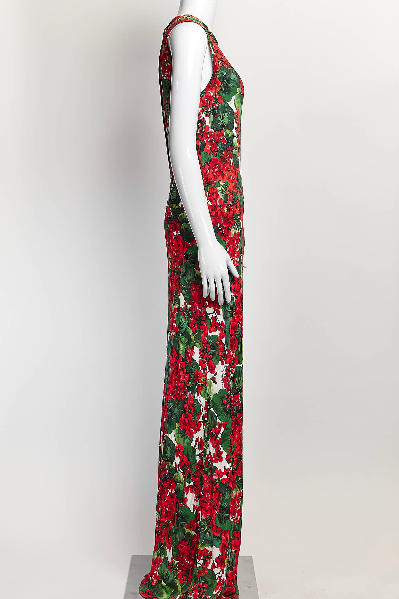 Dolce & Gabbana Red Floral Sleeveless Dress 42