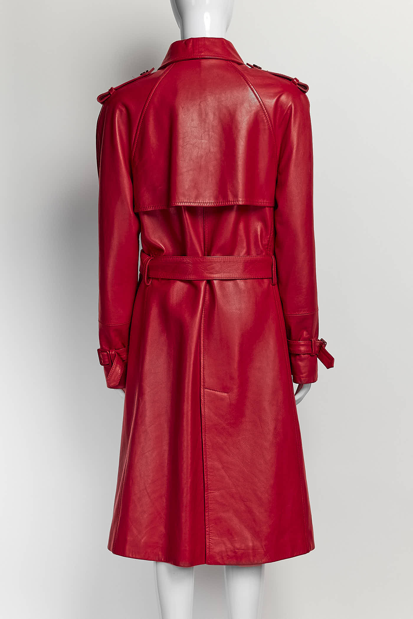 Dolce & Gabbana Red Leather Trench Coat IT 40