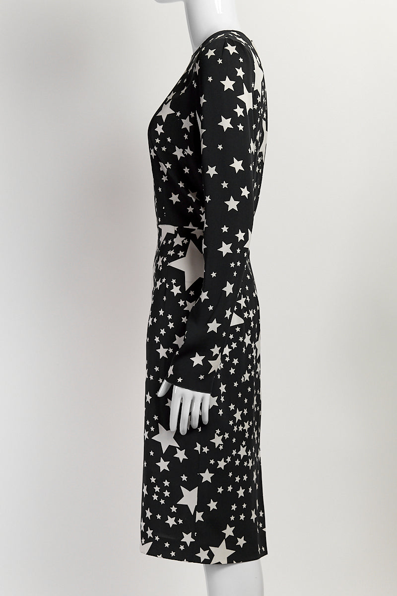 Dolce & Gabbana Stars Print Silk Dress 38
