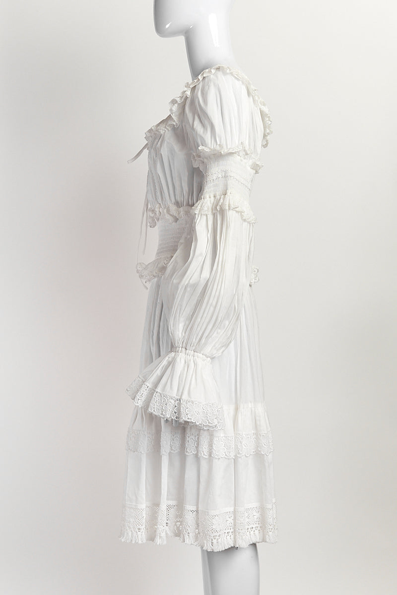 Dolce & Gabbana White Cotton Lace Dress 42