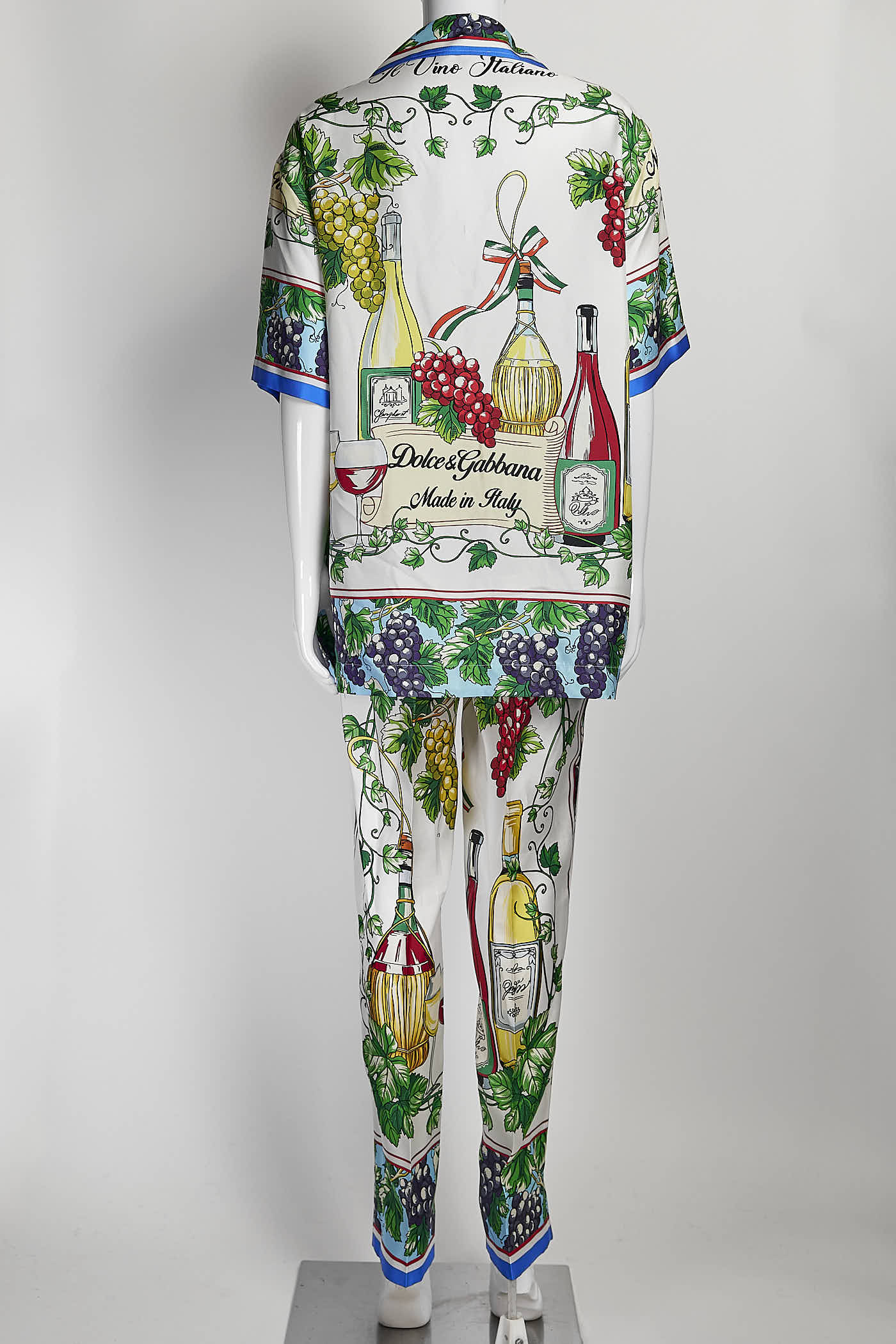 Dolce & Gabbana Wine Printed Silk Shirt/Pants 40