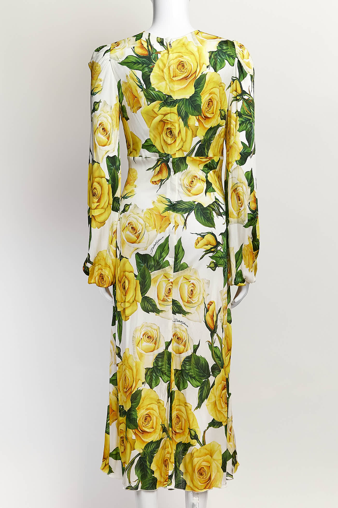 Dolce & Gabbana Yellow Rose Printed Dress 42