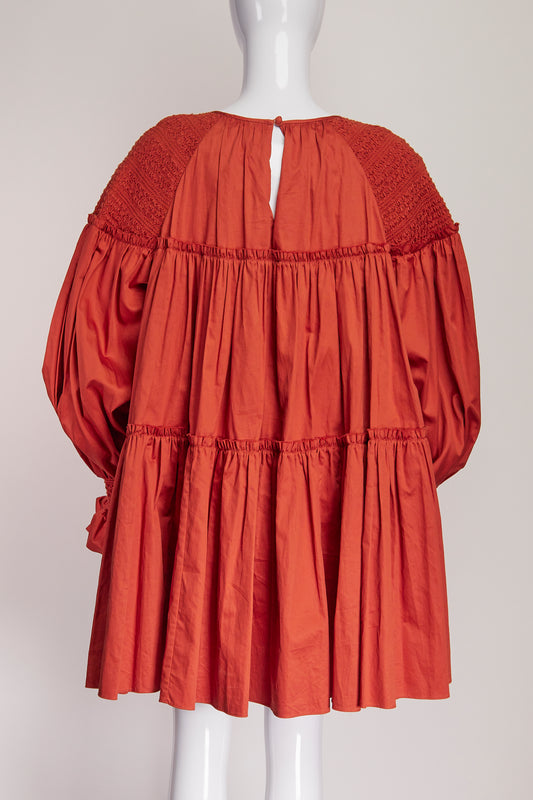 Aje Burnt Orange Long Sleeve Mini Dress US10